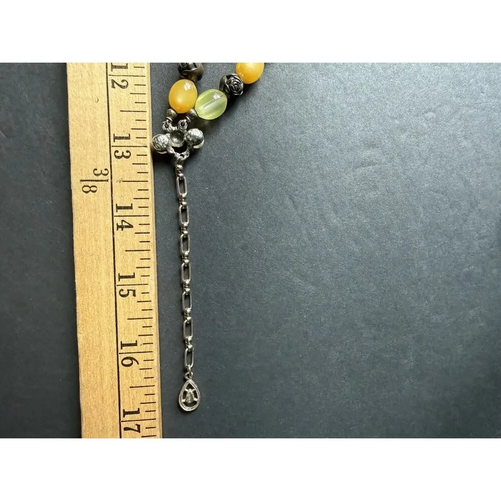 Vintage Multi-Strand Acrylic Necklace Layered Stackable Retro Choker Yellow - Picture 6 of 6